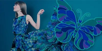 woman's-blue-dress-transforms-into-butterfly