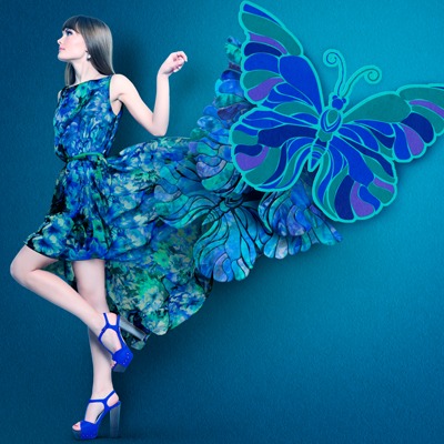 woman's-blue-dress-transforms-into-butterfly