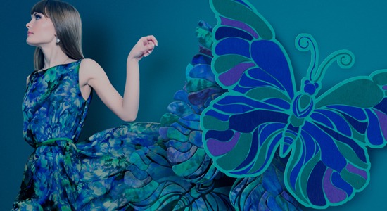 woman's-blue-dress-transforms-into-butterfly